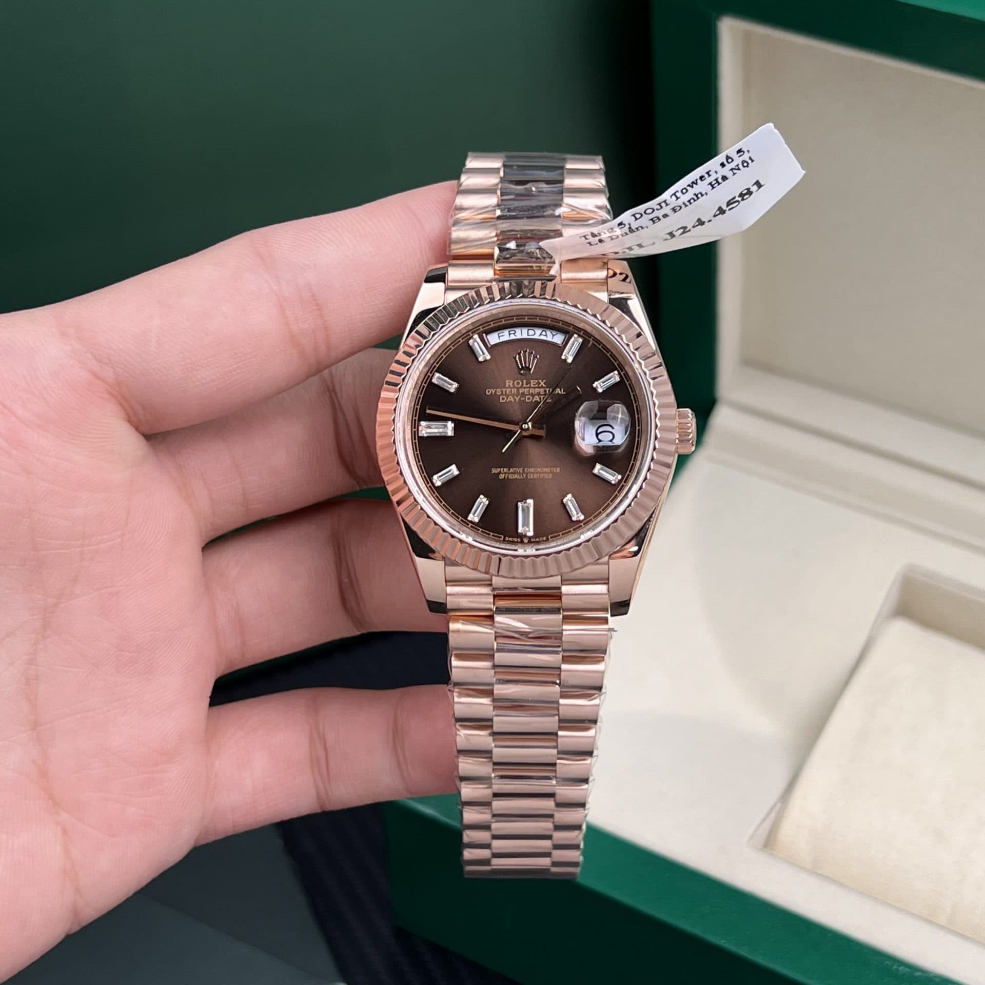 Dong-Ho-Rolex-Rep-11-Day-Date-Mat-Chocolate-Boc-Vang-18K-Trong-Luong-177gram-GM-Factory-40mm-1-1