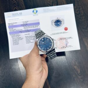Audemars Piguet Replica Watch Royal Oak 15500 Dial Blue Custom Moissanite Diamonds 41mm