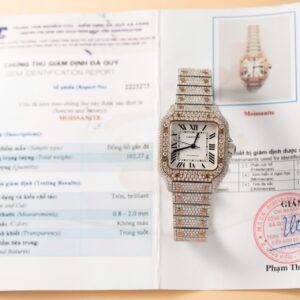 Cartier Santos Full Moissanite Diamond 35mm Super Clone Watch