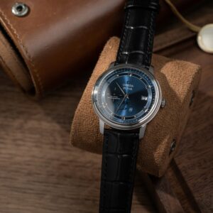 Omega De Ville Prestige Power Reserve Replica Watch Dial Blue Leather Strap 39.5mm