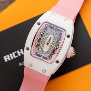 Richard Mille RM07-01 Ceramic Best Replica Watch Pink Rubber Strap 36mm