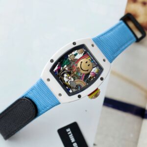 Richard Mille Copies Watches RM88 Smiley Fabic Nato Strap Blue 42mm