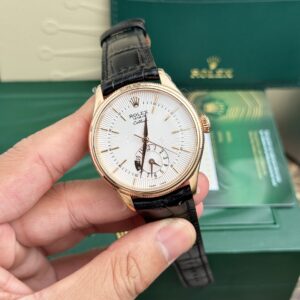 Rolex Replica Watch Cellini 50525 White Dial Leather Strap 39mm