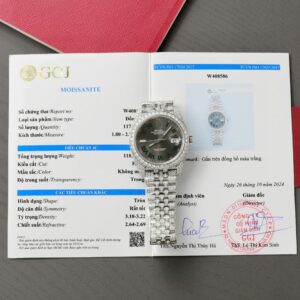 Rolex DateJust Best Copies Watch Dial Wimbledon Custom Full Moissanite Diamonds 41mm