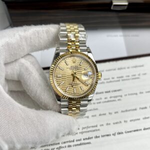 Rolex DateJust Clone Watch Yellow Dial EW Factory 36/41mm