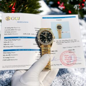 Rolex Day-Date 228238 Replica Watch 18K Gold Wrapped Moissanite Bezel GM 40mm