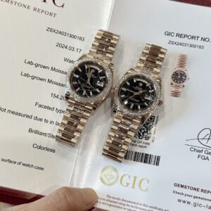 Rolex Replica Watch Day-Date Gold Wrapped Moissanite Diamonds Eisenkiesel Dial GS Factory 40mm