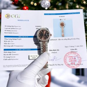 Rolex DateJust Chocolate Dial Custom Bezel Moissanite Diamonds Watch 31mm Super Clone Watch
