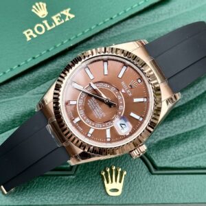 Rolex Replica Watch Sky-Dweller 336235 Chocolate Dial Rubber Strap 42mm
