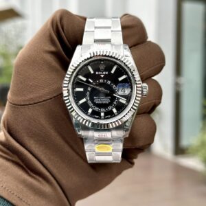 Rolex Sky-Dweller Replica 1:1 Watch Black Dial Silver N Factory 41mm Watch