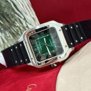 Cartier Santos WSSA0061 Green Dial Rubber Strap 39.8mm Super Clone Watch