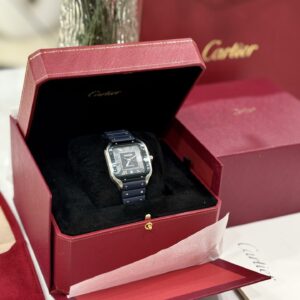 Cartier Santos Rubber Blue Strap 39.8mm Super Clone Watch