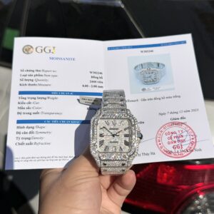 Cartier Santos Full Diamond Moissanite 39.8mm Super Clone Watch