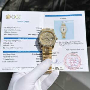 Rolex Day-Date Moissanite Baguette Diamond Gold Wrapped 40mm Super Clone Watch