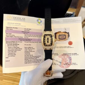 Richard Mille RM007 Gold Wrapped With Moissanite Diamonds 36mm Super Clone Watch