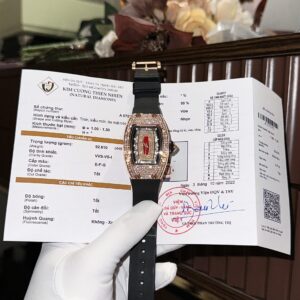 Richard Mille RM007 Rose Gold Wrapped Full Natural Diamond 36mm Super Clone Watch