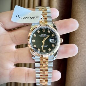 Rolex DateJust Black Dial Gold Wrapped 36mm Super Clone Watch