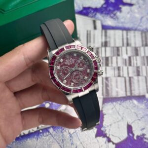 Rolex Daytona 116519 Rubellite Dial Rubber Strap Watch 40mm Super Clone Watch