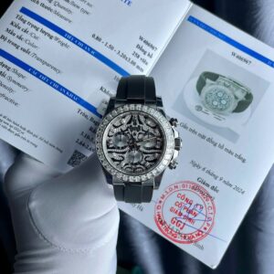 Rolex Cosmograph Daytona Eye Of The Tiger Moissanite Baguette Diamonds 40mm Super Clone Watch