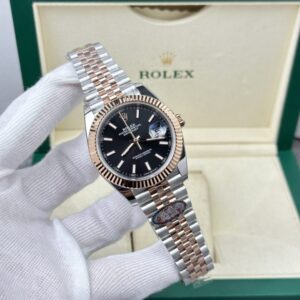 Rolex DateJust 126331 Demi Rose Gold Black Dial 41mm Super Clone Watch
