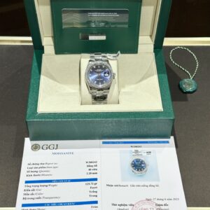 Rolex DateJust With Moissanite Diamond Blue Dial 41mm Super Clone Watch