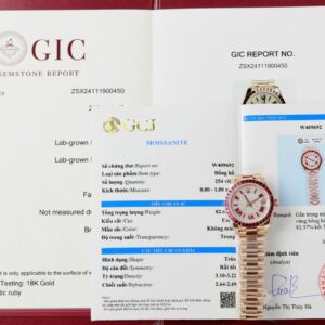 Rolex DateJust Women Gold Wrapped Ruby Moissanite 31mm Super Clone Watch