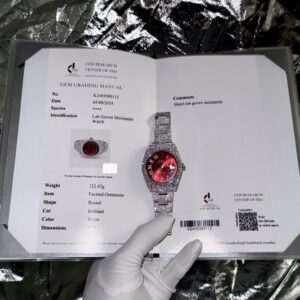 Rolex DateJust Supreme Custom Moissanite Diamonds Red Dial 41mm Super Clone Watch