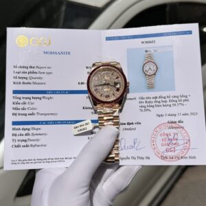 Rolex Day-Date Custom Ruby Red Baguette Moissanite Diamonds Watch 40mm Super Clone Watch