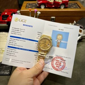 Rolex Day-Date Yellow Dial Custom Moissanite Diamonds 40mm Super Clone Watch