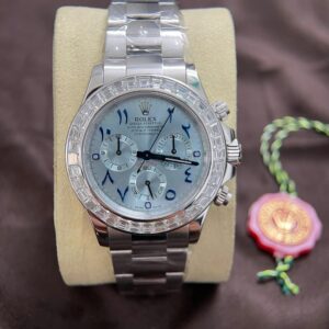 Rolex Daytona 18K White Gold Baguette Diamond 40mm Super Clone Watch