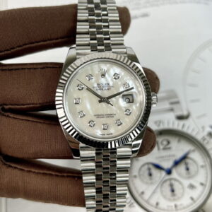 Rolex DateJust Mother Of Pearl Dial Moissanite Diamonds 41mm Super Clone Watch