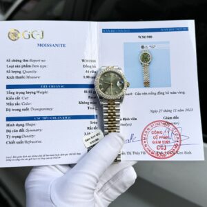 Rolex DateJust Green Dial Moissanite Diamond 31mm Super Clone Watch